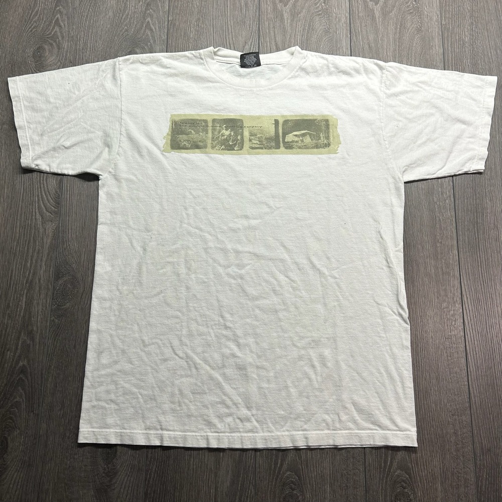 Vintage Woolrich Graphic T-Shirt Mens Large White Made in USA Outdoor Camping